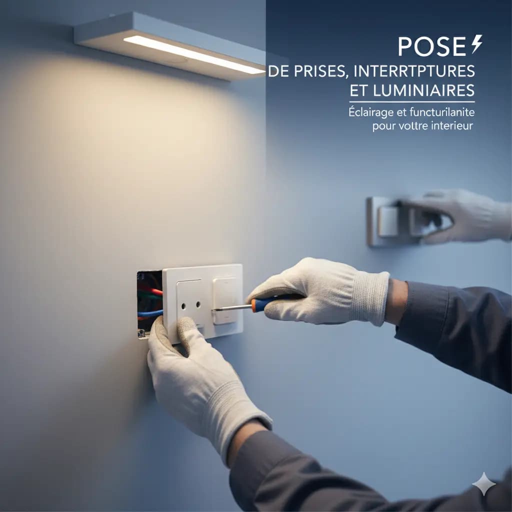 Pose de prises, interrupteurs et luminaires